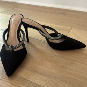 Schultz black suede rhinestones pumps